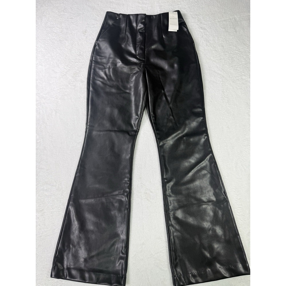 Abercombie & Fitch Vegan Leather Pants Womens 25 Black Flare NWT